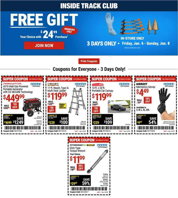 Harbor Freight InStore 3Day Ad Jan 06 Jan 08, 2023