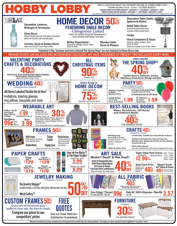 Hobby Lobby Weekly Ad Jan 01 Jan 07, 2023