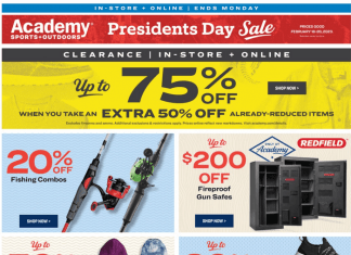 Academy Sports + Outdoors Presidents’ Day Sale Feb 16 – Feb 20, 2023