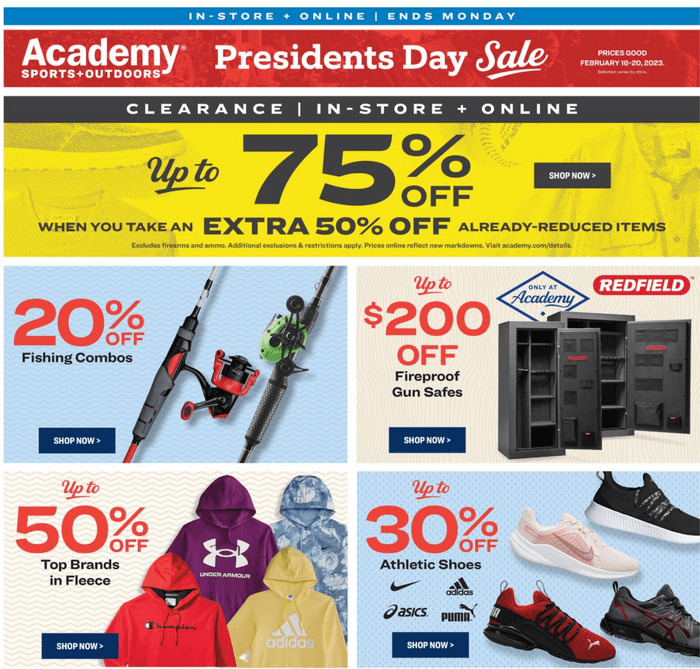 Academy Sports + Outdoors Presidents' Day Sale Feb 16 Feb 20, 2023