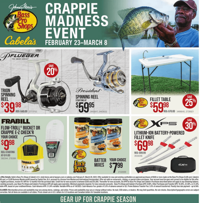 Bass Pro Shops Crappie Madness Event Ad Feb 23 Mar 8, 2023