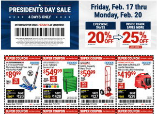 Harbor Freight President’s Day Four-Day Ad Feb 17 – Feb 20, 2023