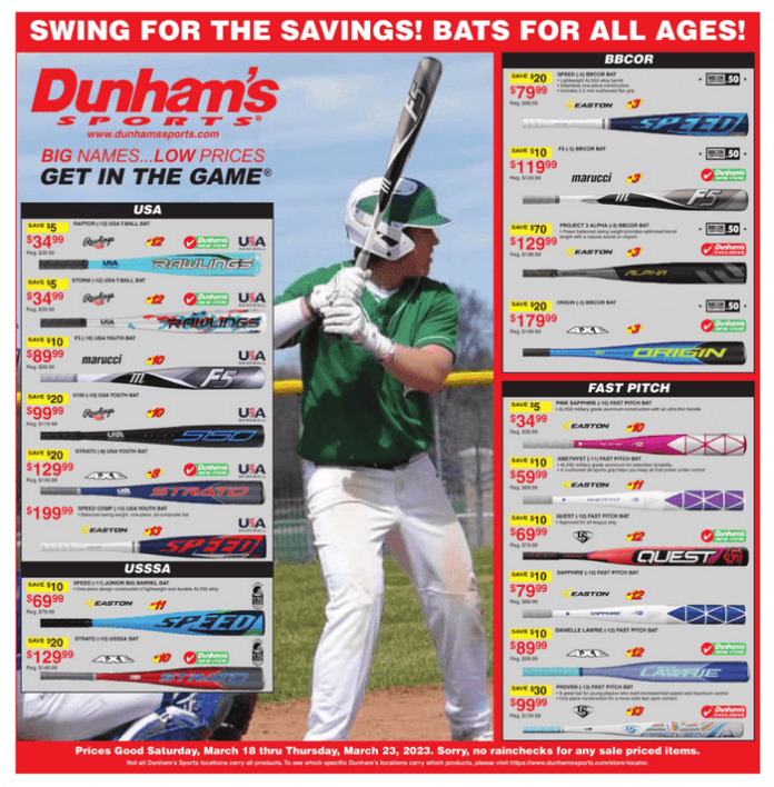 Dunham's Sports Baseball Bats Ad Mar 18 Mar 23, 2023