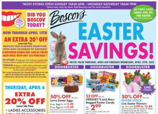 Boscov’s Easter Savings Apr 06 – Apr 12, 2023