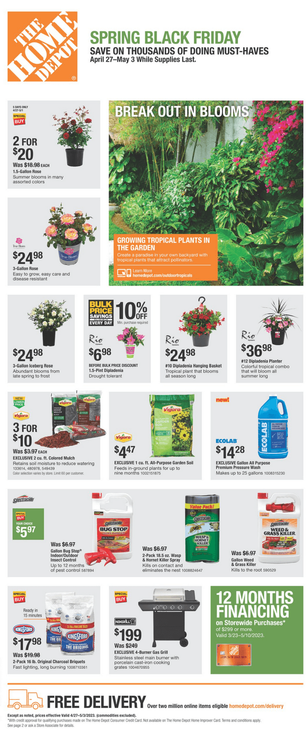 Home Depot Spring Black Friday Ad Apr 27 May 03, 2023