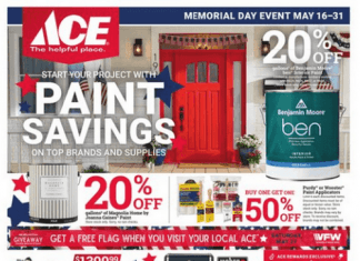 ACE Hardware Memorial Day Event May 16 – May 31, 2023