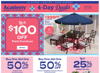 Academy Sports + Outdoors Four-Day Ad May 04 – May 07, 2023 (Mother’s Day Promotion Included)