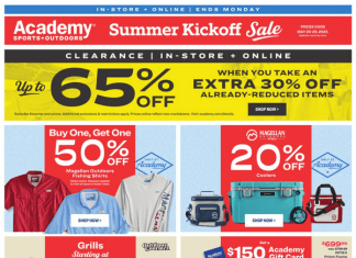 Academy Sports + Outdoors Four-Day Ad May 25 – May 29, 2023 (Memorial Day Promotion Included)