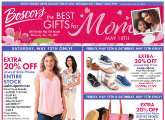 Boscov’s Mother’s Day Sale May 11 – May 17, 2023