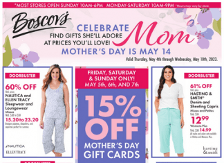 Boscov’s Weekly Ad May 04 – May 10, 2023 (Mother’s Day Promotion Included)