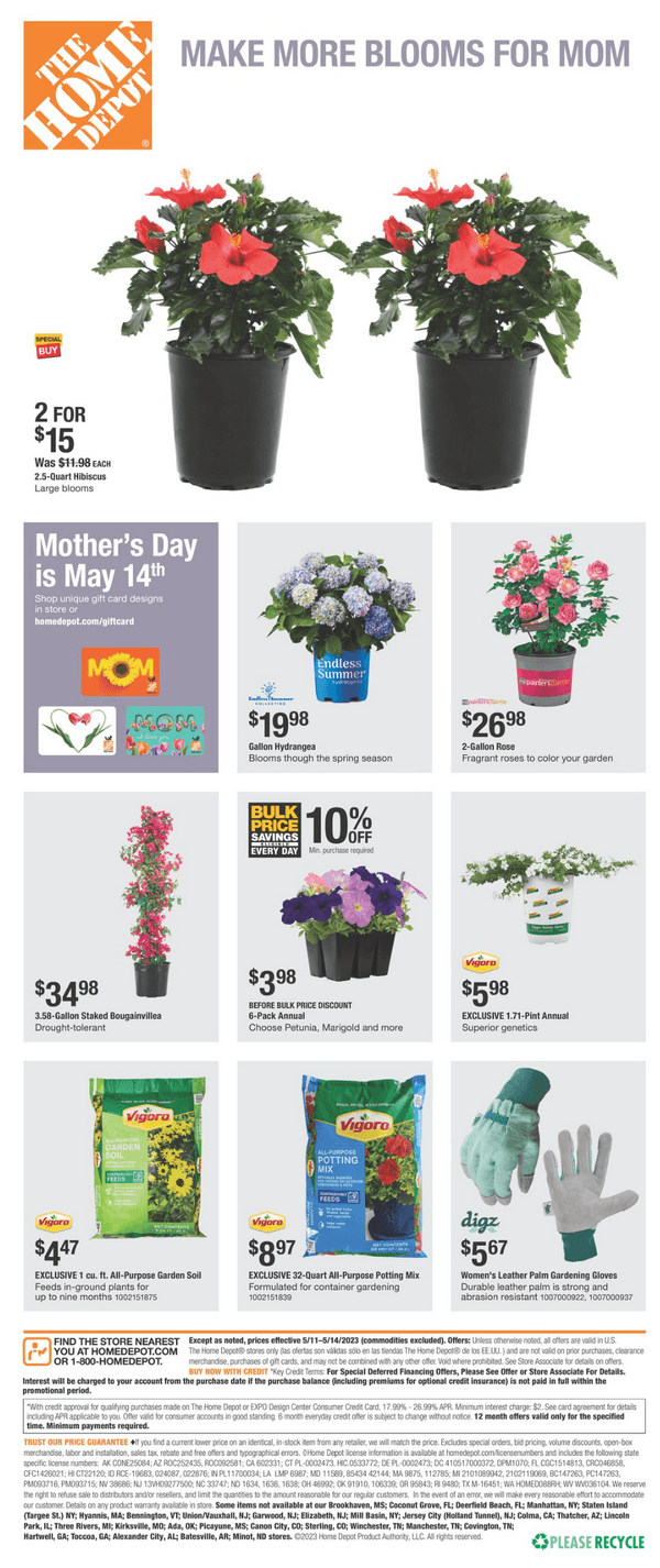 Home Depot Mother's Day Ad May 11 May 14, 2023
