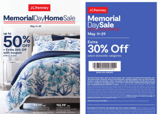 JCPenney Memorial Day Home Sale May 11 – May 29, 2023