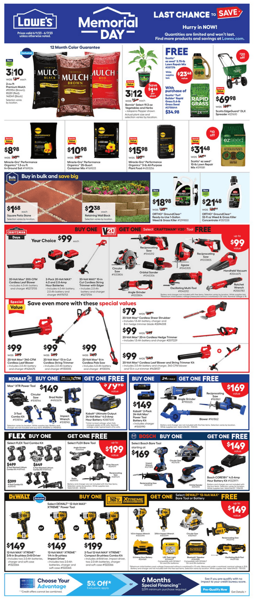 Lowe's Weekly Ad Jun 01 Jun 07, 2023 (Memorial Day Promotion Included)