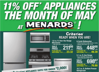 Menards Appliance Event May 24 – Jun 04, 2023