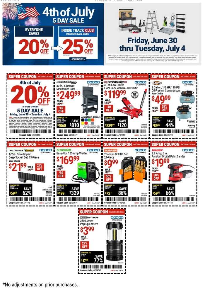 Harbor Freight 4th of July Coupon Sale June 30 July 04, 2023