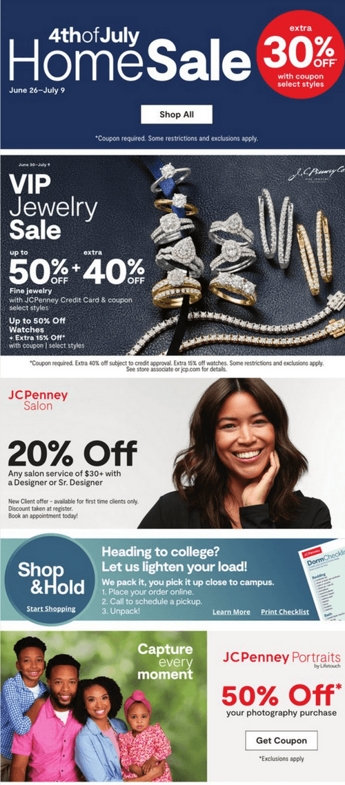 what time does jcpenney open on july 4th