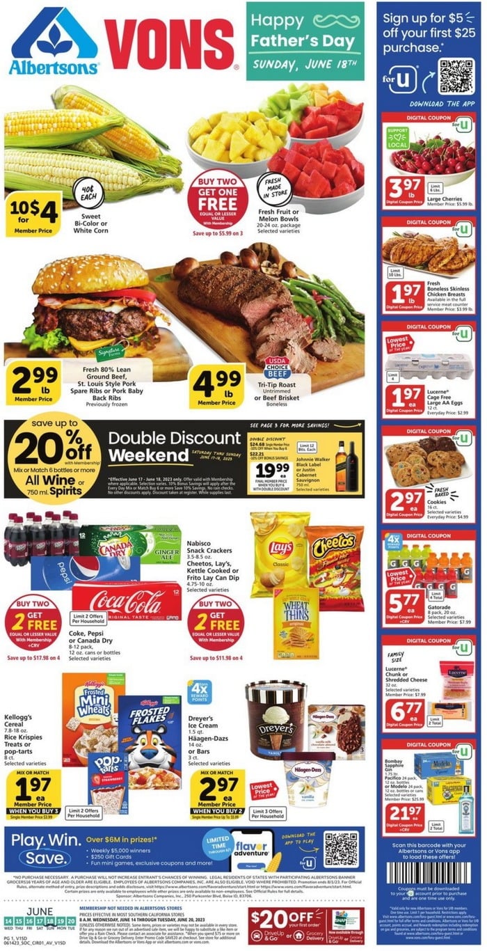 Vons Weekly Ad Jun 14 Jun 20, 2023 (Father's Day Promotion Included)