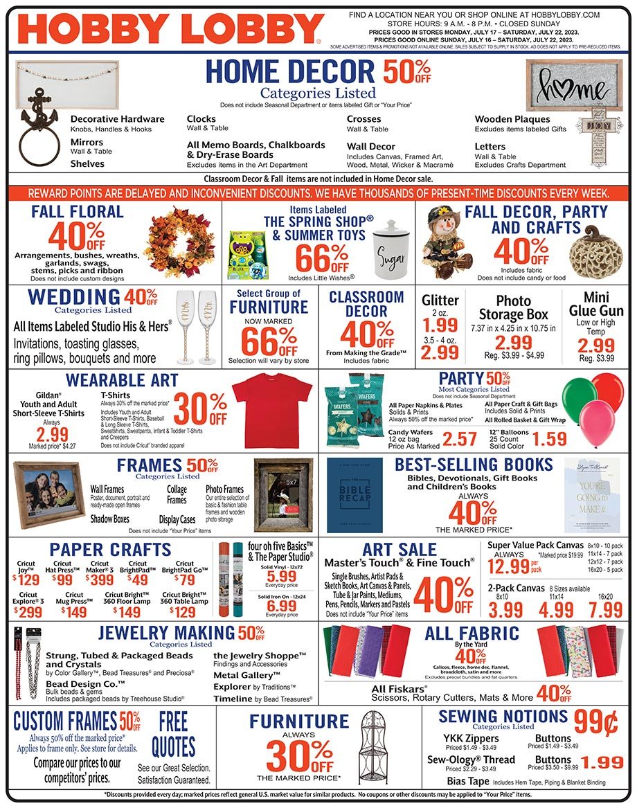 Hobby Lobby Weekly Ad Jul 16 Jul 22 2023 Hobby Lobby Weekly Ad Jul 16 Jul 22 2023