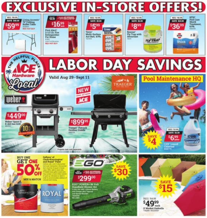 ACE Hardware Labor Day Saving Ad Aug 29 Sep 11, 2023