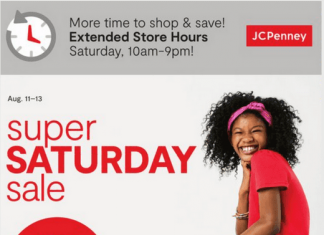 JCPenney Super Saturday Sale Aug 11 – Aug 13, 2023