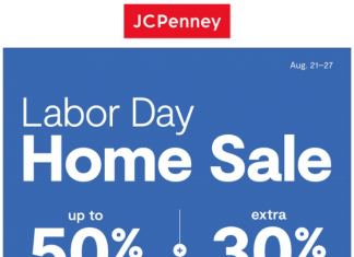 JCPenney Labor Day Home Sale Aug 21 – Aug 27, 2023