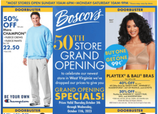Boscov’s 50th Store Grand Opening Sale Oct 05 – Oct 11, 2023