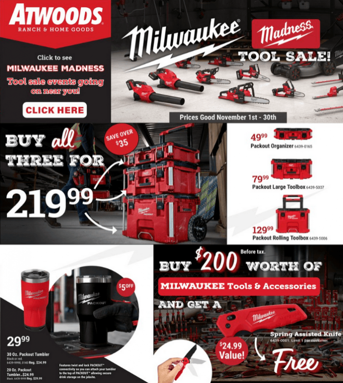Atwoods Tool Ad Sale Nov 01 Nov 30, 2023