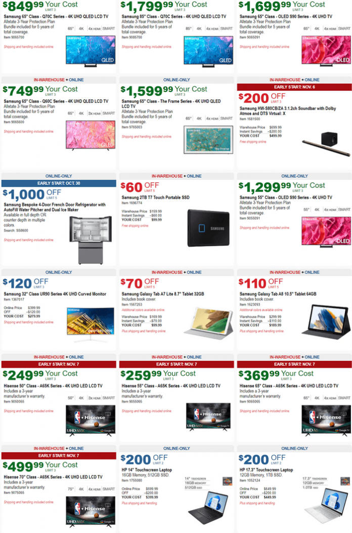 Costco Early Black Friday Savings Ad Nov 13 Nov 27, 2023