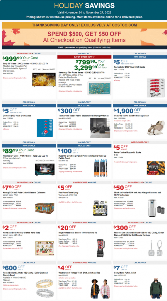 Costco Black Friday Weekend Savings Ad Nov 24 Nov 27, 2023