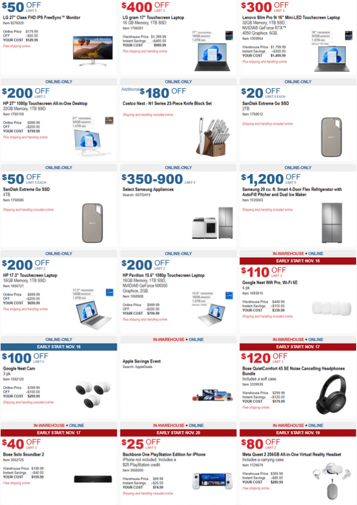 Costco Black Friday Weekend Savings Ad Nov 24 Nov 27, 2023