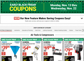 Harbor Freight Early Black Friday Coupon Sale Nov 13 – Nov 22, 2023