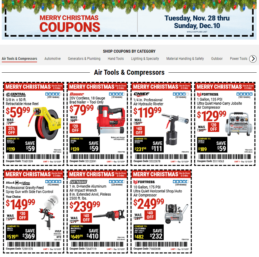 Harbor Freight Merry Christmas Coupon Sale Nov 28 Dec 10, 2023