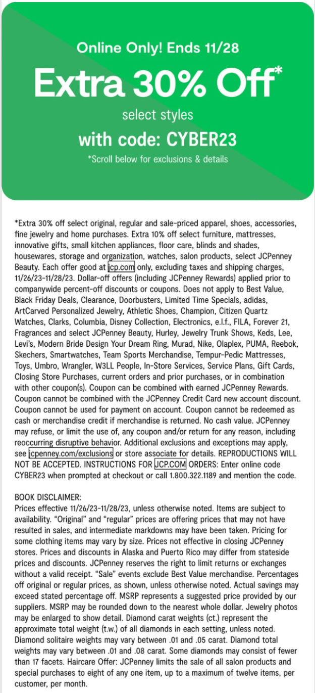 JCPenney Store Ad Nov 26 Nov 28, 2023