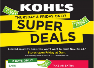 Kohl’s Black Friday Super Deals Nov 23 – Nov 24, 2023