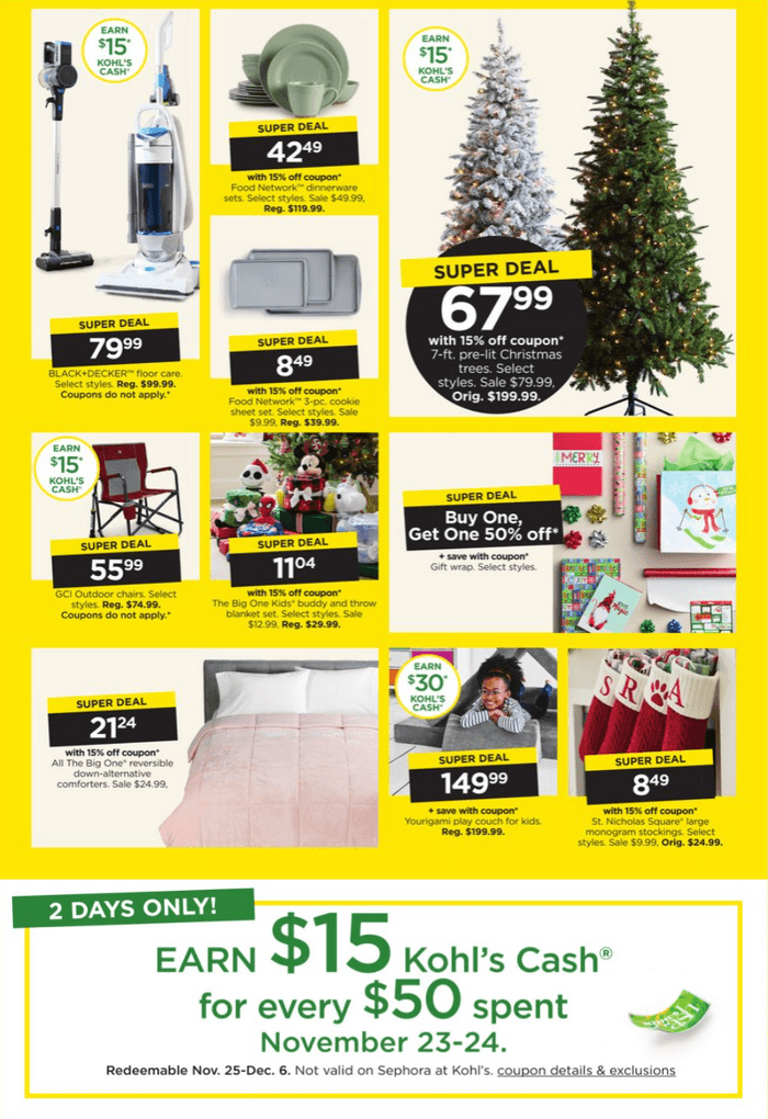 Kohl's Black Friday Super Deals Nov 23 Nov 24, 2023