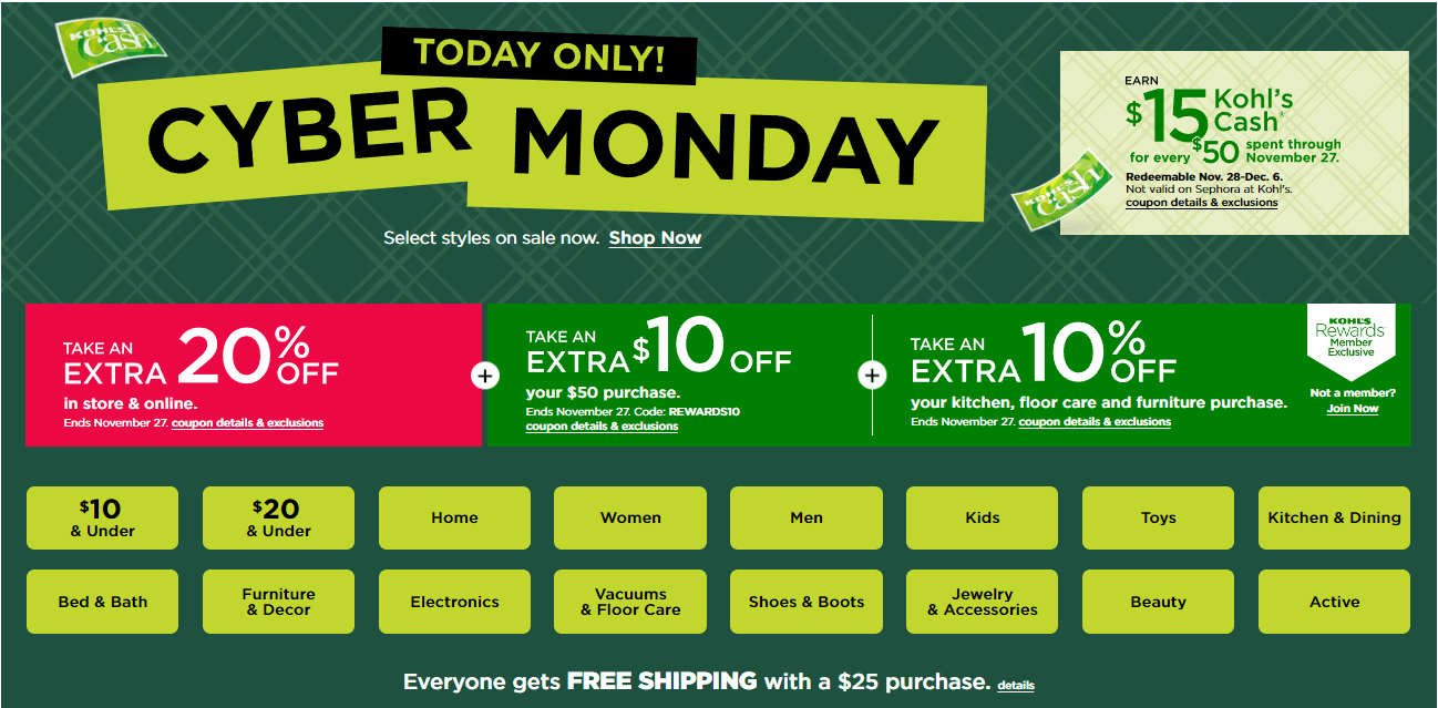 Kohl's Cyber Monday Coupon Sale Until Nov 27, 2023