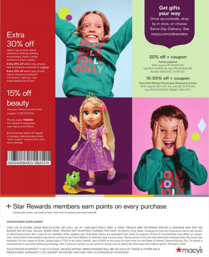 Macy's Friends & Family Sale Nov 24 Dec 06, 2023