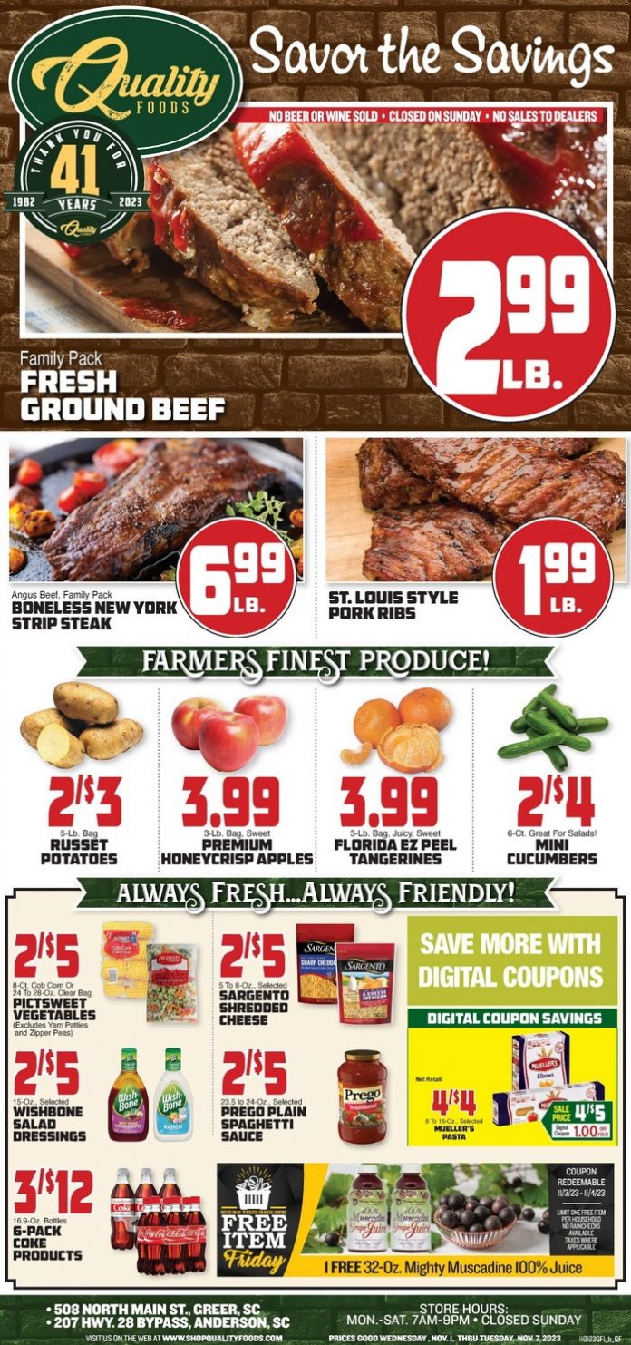 Quality Foods Weekly Ad Nov 01 Nov 07, 2023