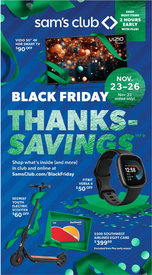 Sam's Club Black Friday Thanks Savings Ad Nov 23 Nov 26, 2023