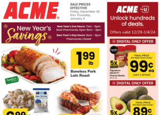 ACME Weekly Ad Dec 29 – Jan 04, 2024 (New Year Promotion Included)