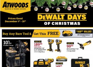 Atwoods DeWalt Days of Christmas Ad Dec 01 – Dec 31, 2023