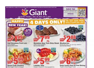 Giant Food Weekly Ad Dec 29 – Jan 04, 2024 (New Year Pormotion Included)