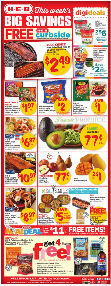 HEB Weekly Ad Dec 26 – Jan 02, 2024 (New Year Ptomotion Included)