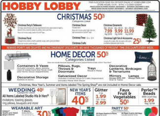 Hobby Lobby Weekly Ad Dec 03 – Dec 09, 2023