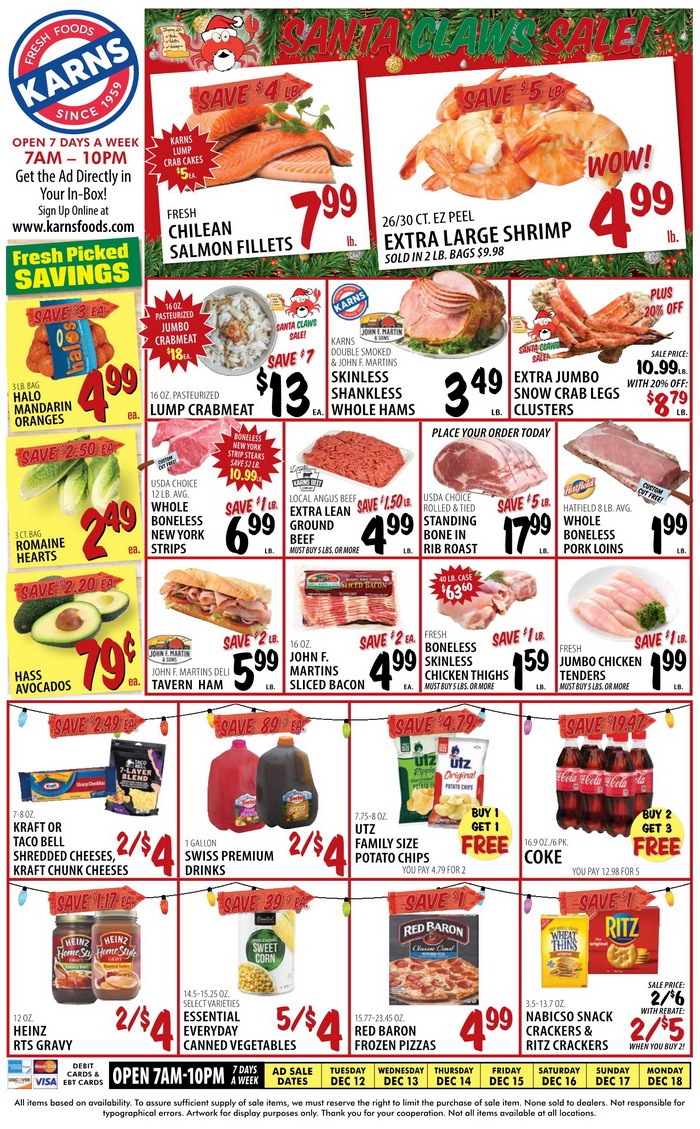 Karns Quality Foods Weekly Ad Dec 12 Dec 18, 2023 (Christmas