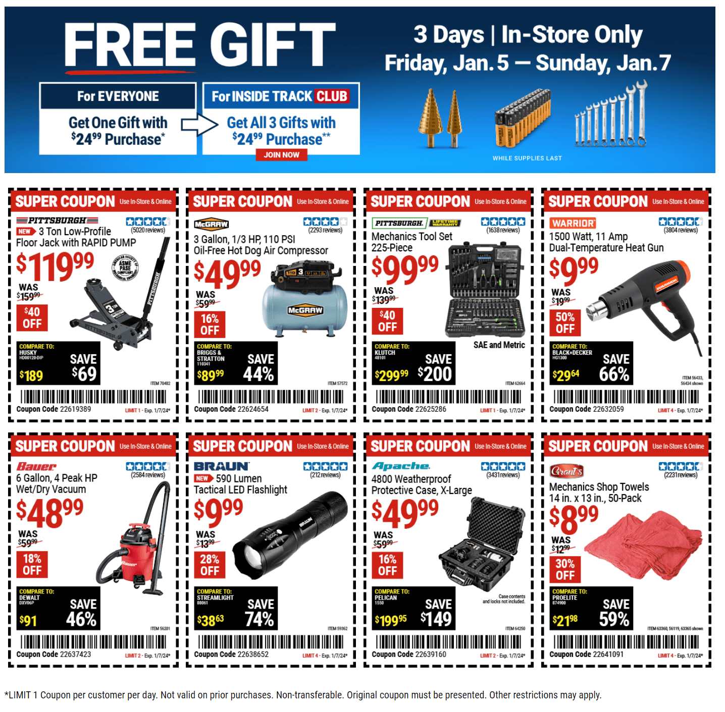 Harbor Freight Three Day Ad Jan 05 Jan 07, 2025