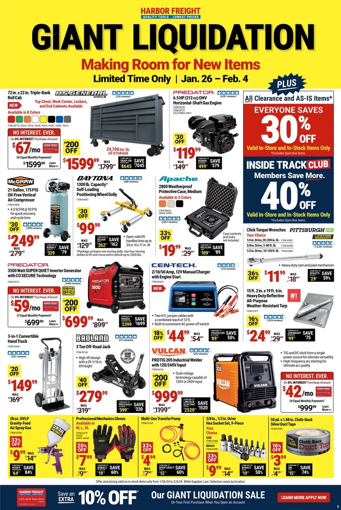 Harbor Freight Giant Liquidation Sale Jan 26 Feb 04, 2024