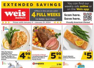 Weis Markets Monthly Extended Saving Ad Jan 04 – Jan 31, 2024