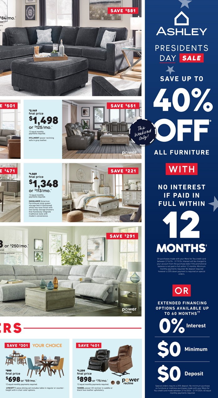 Ashley Furniture HomeStore President's Day Sale Feb 16 Feb 19, 2024