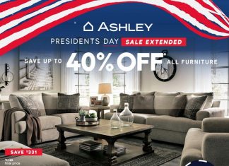 Ashley Furniture HomeStore President’s Day Extended Sale Feb 20 – Feb 26, 2024